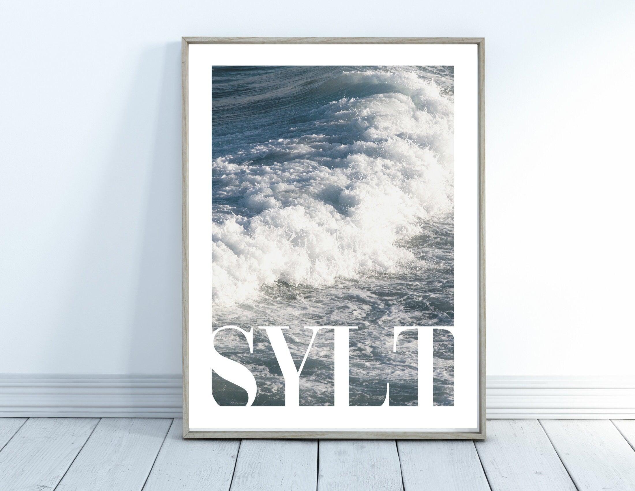 Poster SYLT | Strandkorb | Meer Welle | maritim Wand Deko - Roo's Gift Shop