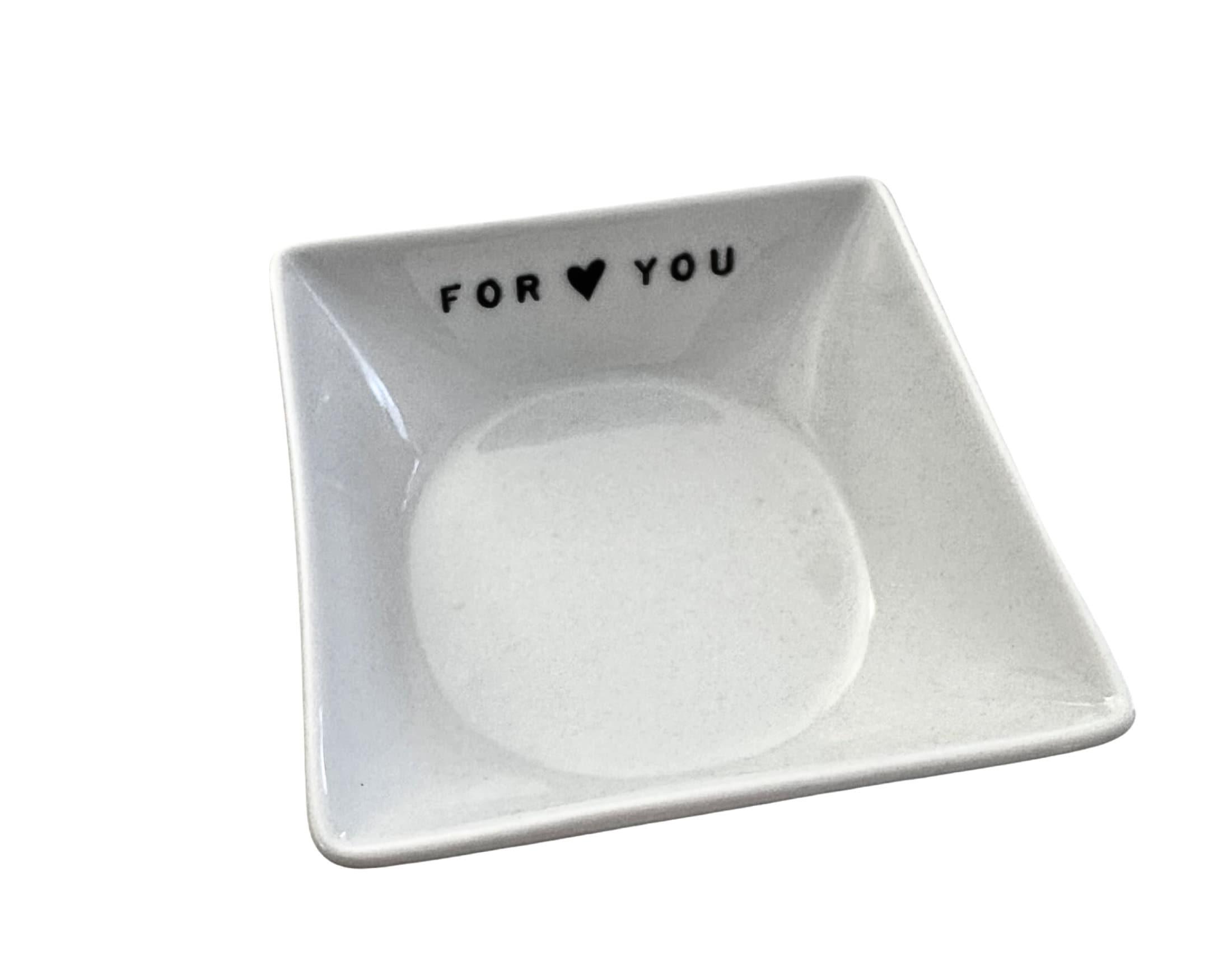 Schälchen aus weißem Porzellan | viereckig | For You - Roo's Gift Shop