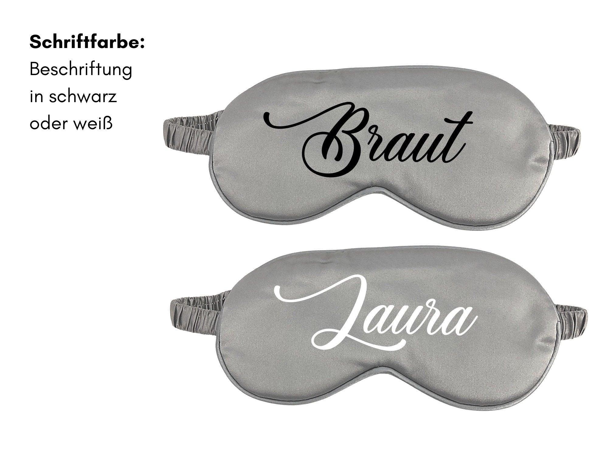 Schlafmaske | Reine Seide | Personalisierbar | silbergrau - Roo's Gift Shop