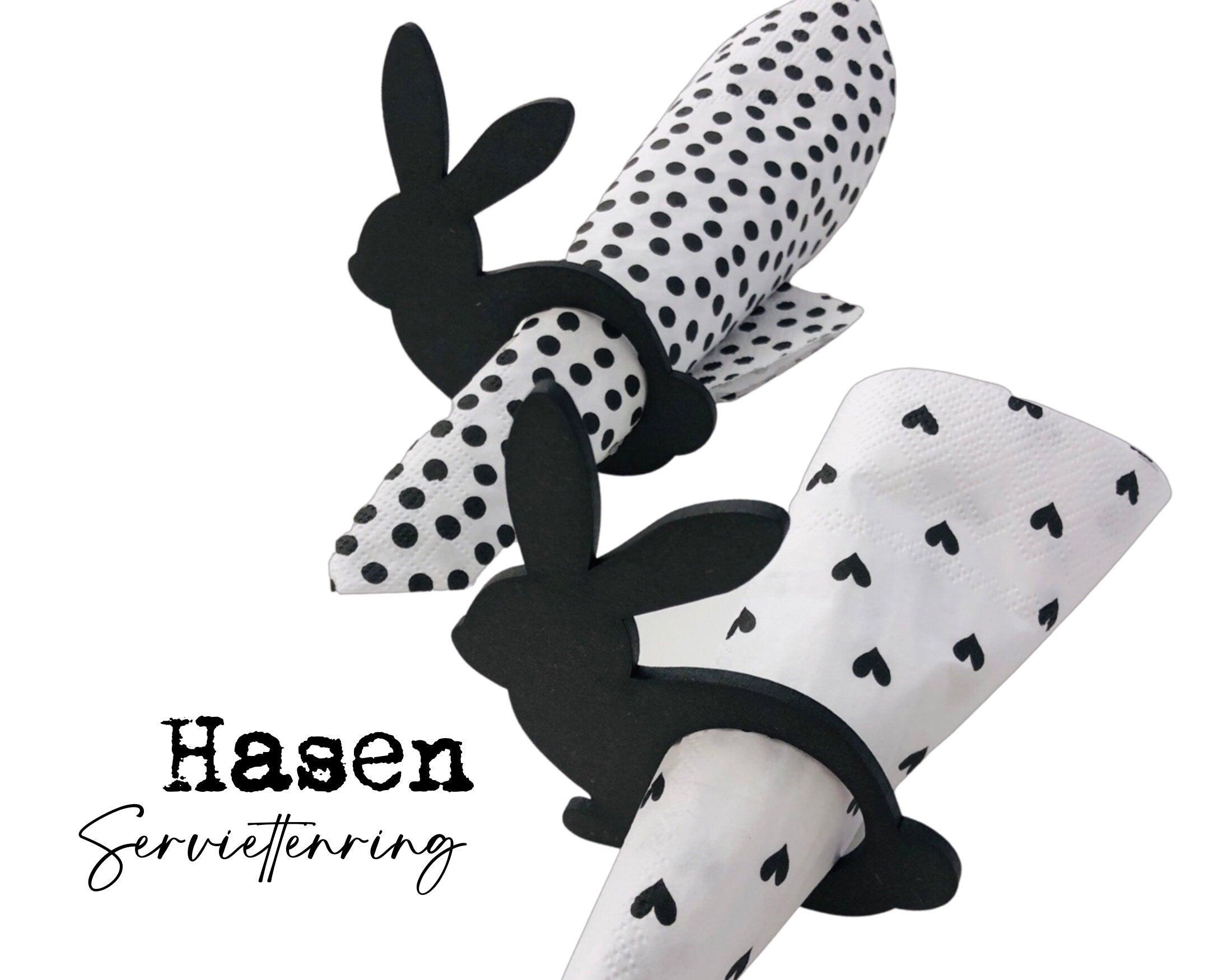 Schwarzer Serviettenring aus Hoz | Hase | Oster Deko - Roo's Gift Shop