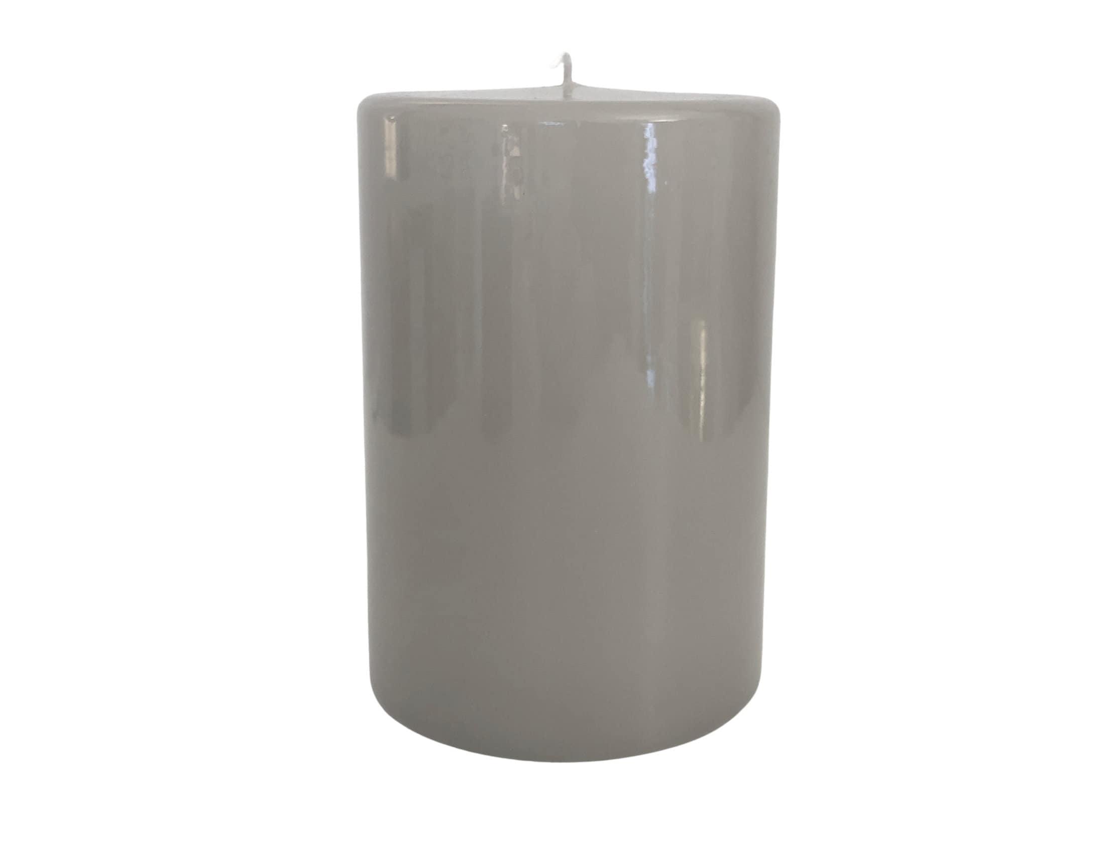 Stumpenkerze | große Kerze | grau und schwarz | glänzend - Roo's Gift Shop