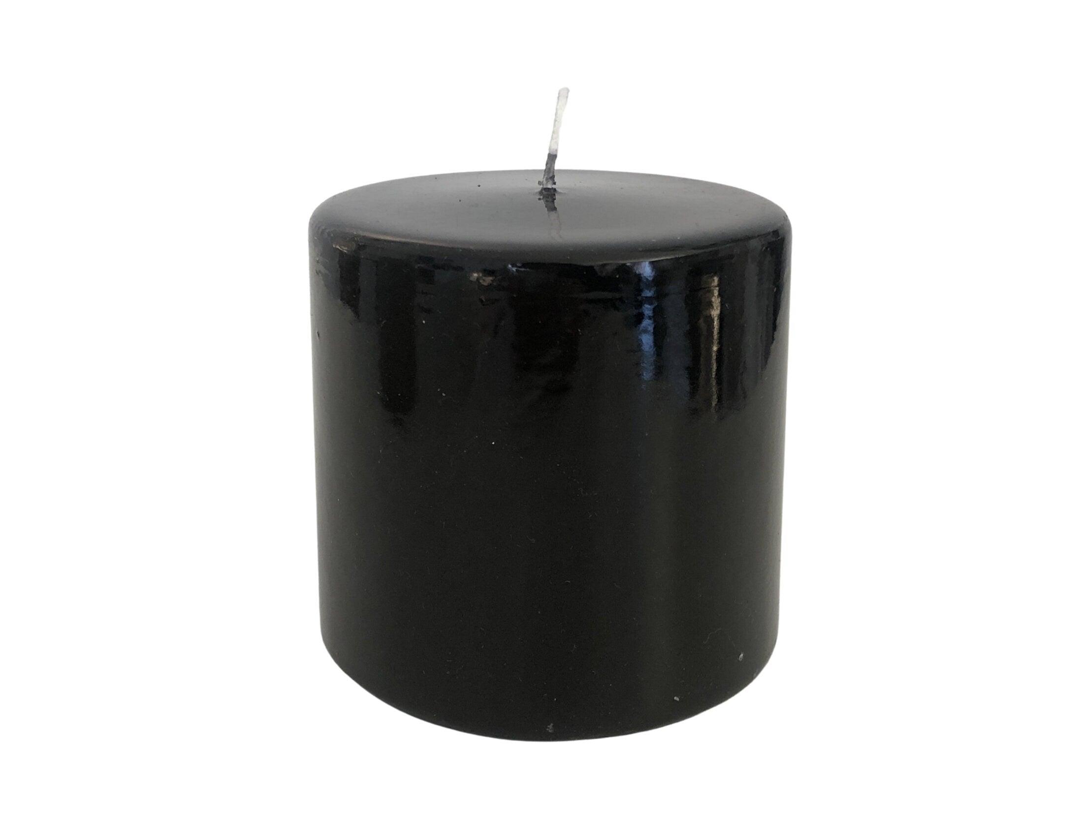 Stumpenkerze | große Kerze | grau und schwarz | glänzend - Roo's Gift Shop