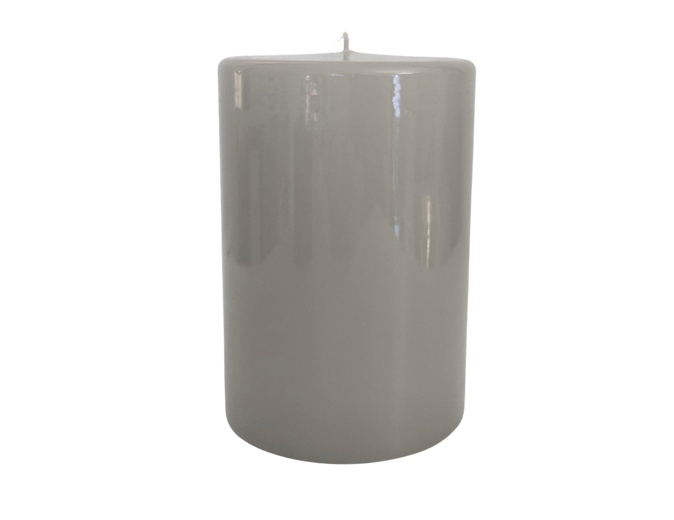 Stumpenkerze | große Kerze | grau und schwarz | glänzend - Roo's Gift Shop
