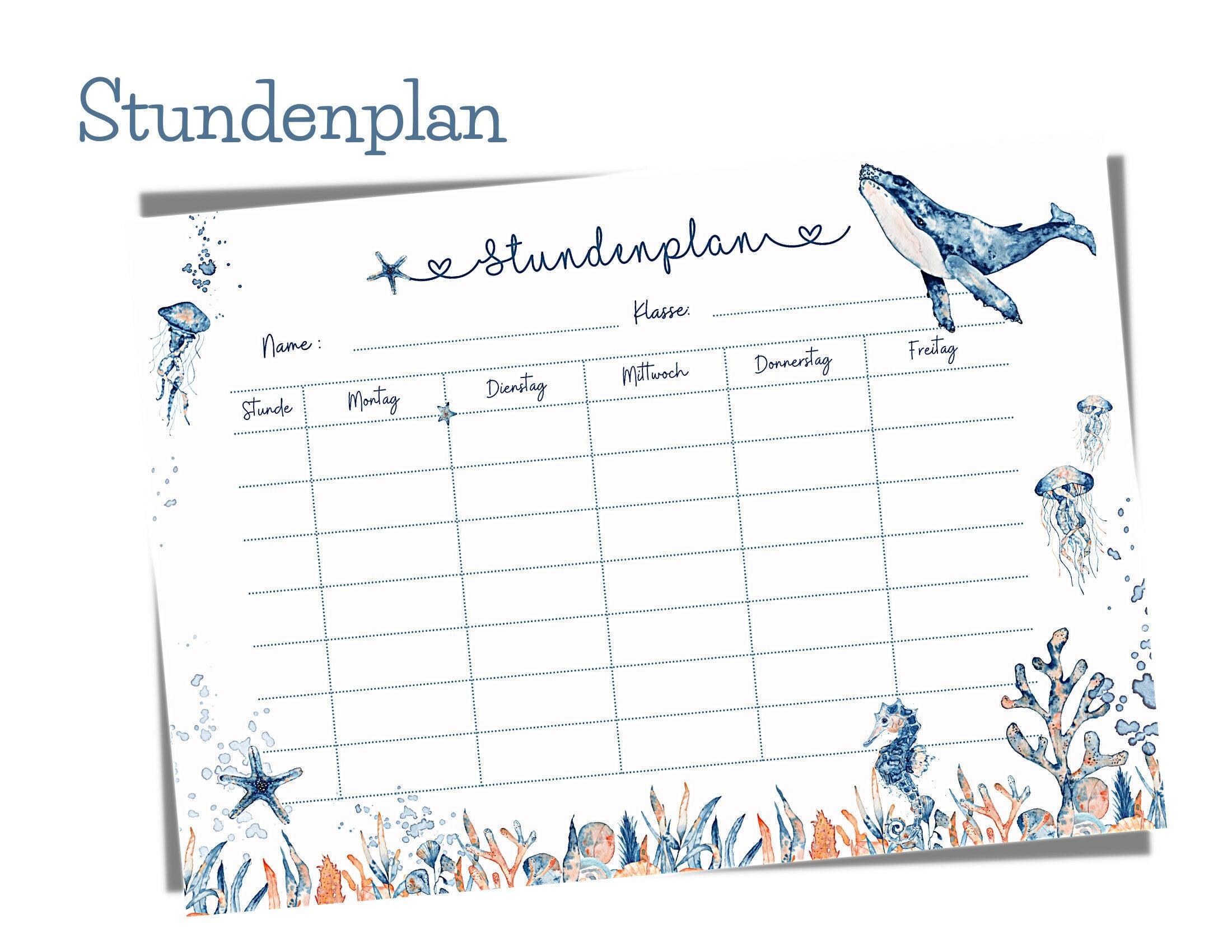 Stundenplan | personalisiert | Meerestiere - Roo's Gift Shop