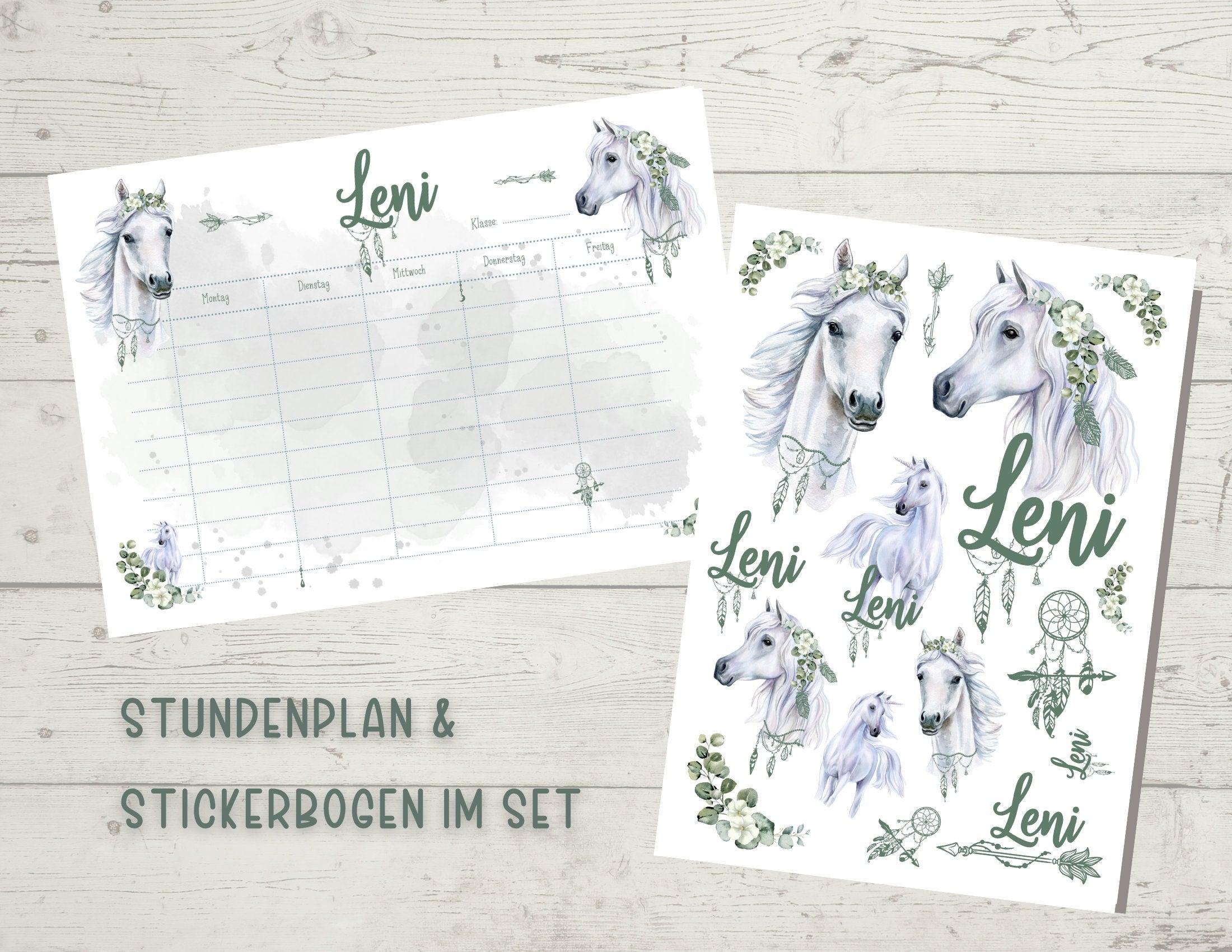 Stundenplan | personalisiert | Pferde Boho Einhorn - Roo's Gift Shop