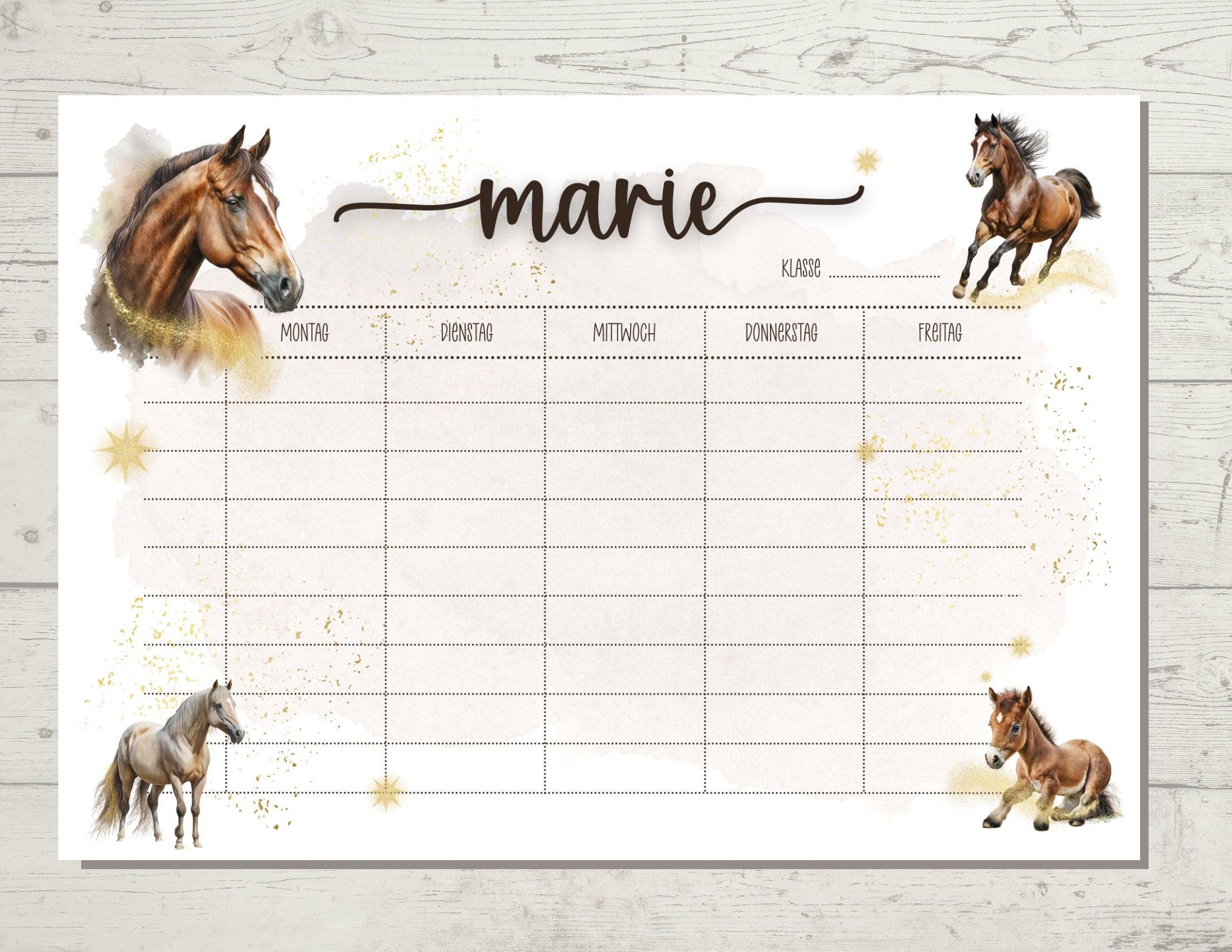 Stundenplan | personalisiert | Pferde Goldstaub Sterne - Roo's Gift Shop