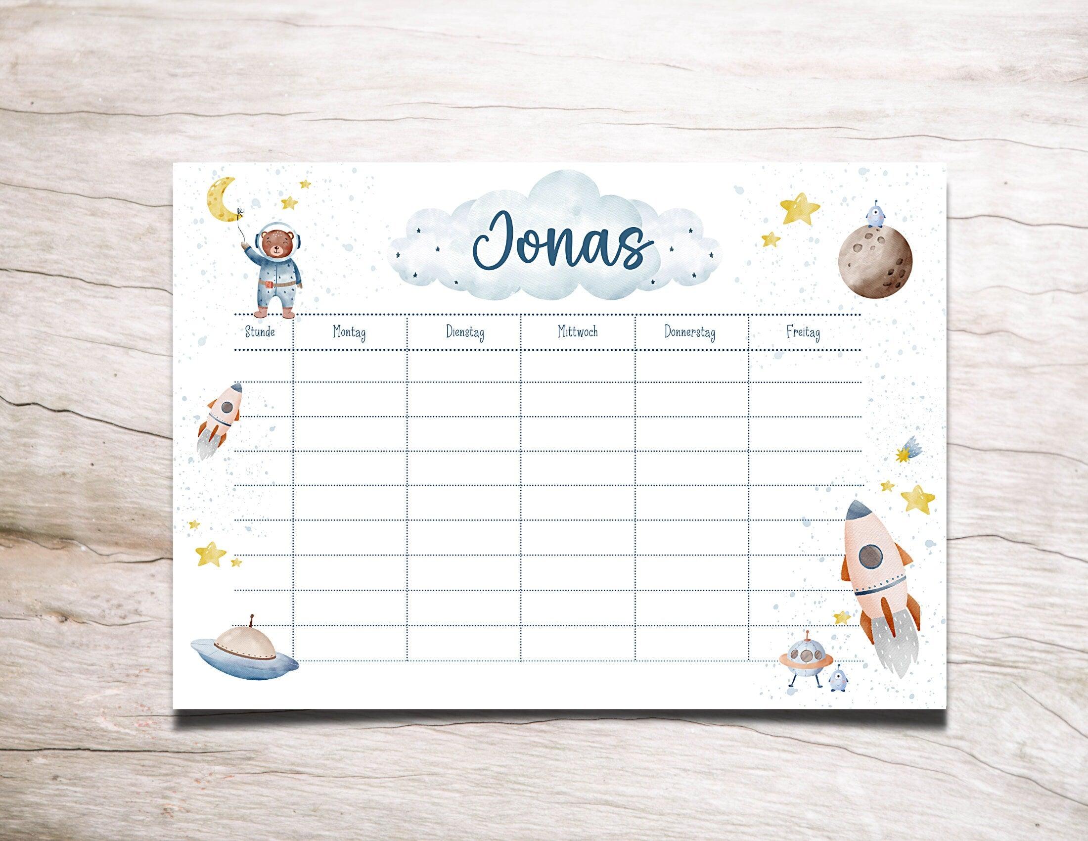 Stundenplan | personalisiert | Weltall | Astronauten - Roo's Gift Shop