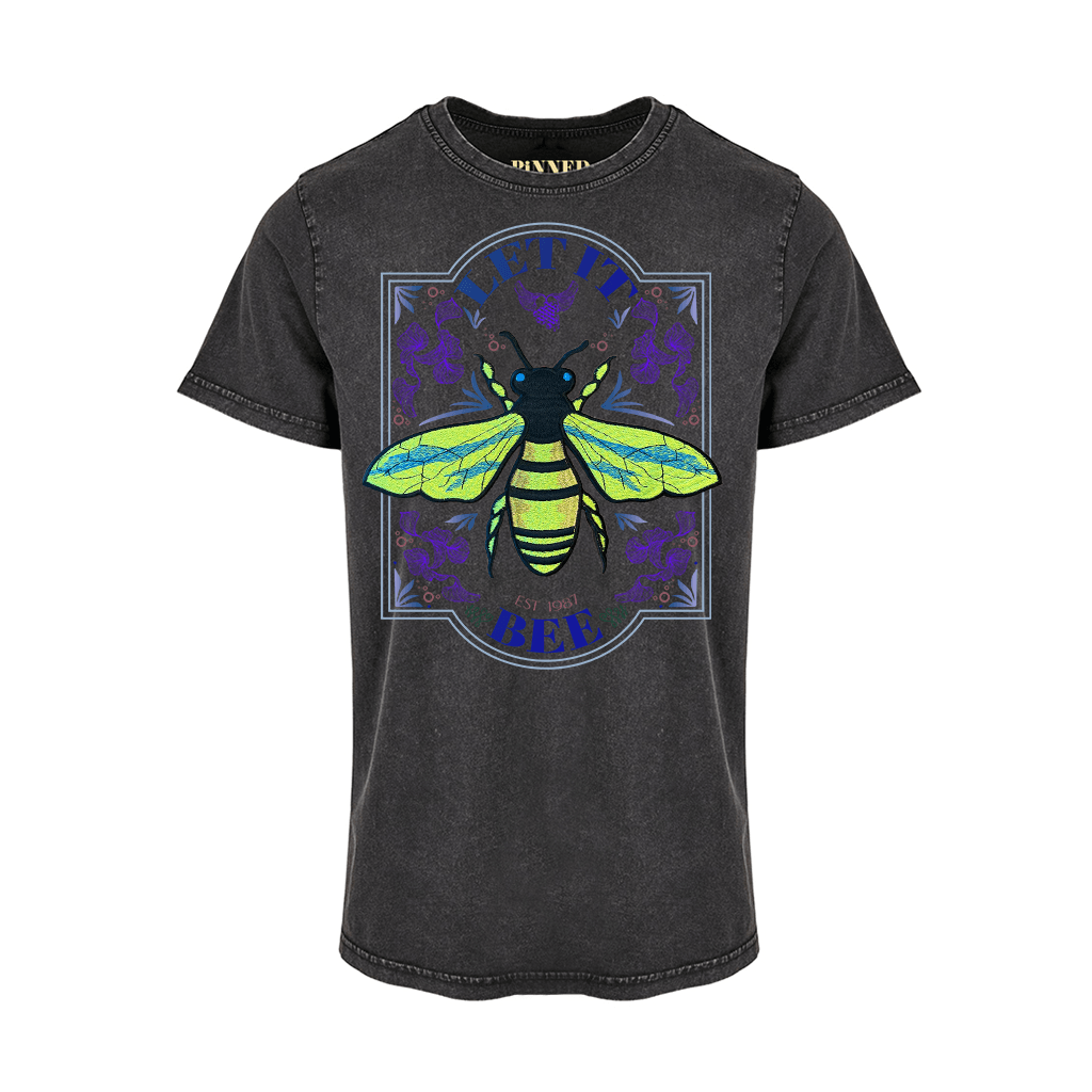 T-Shirt Let It Bee Yellow - Gewaschenes Grau - Roo's Gift Shop