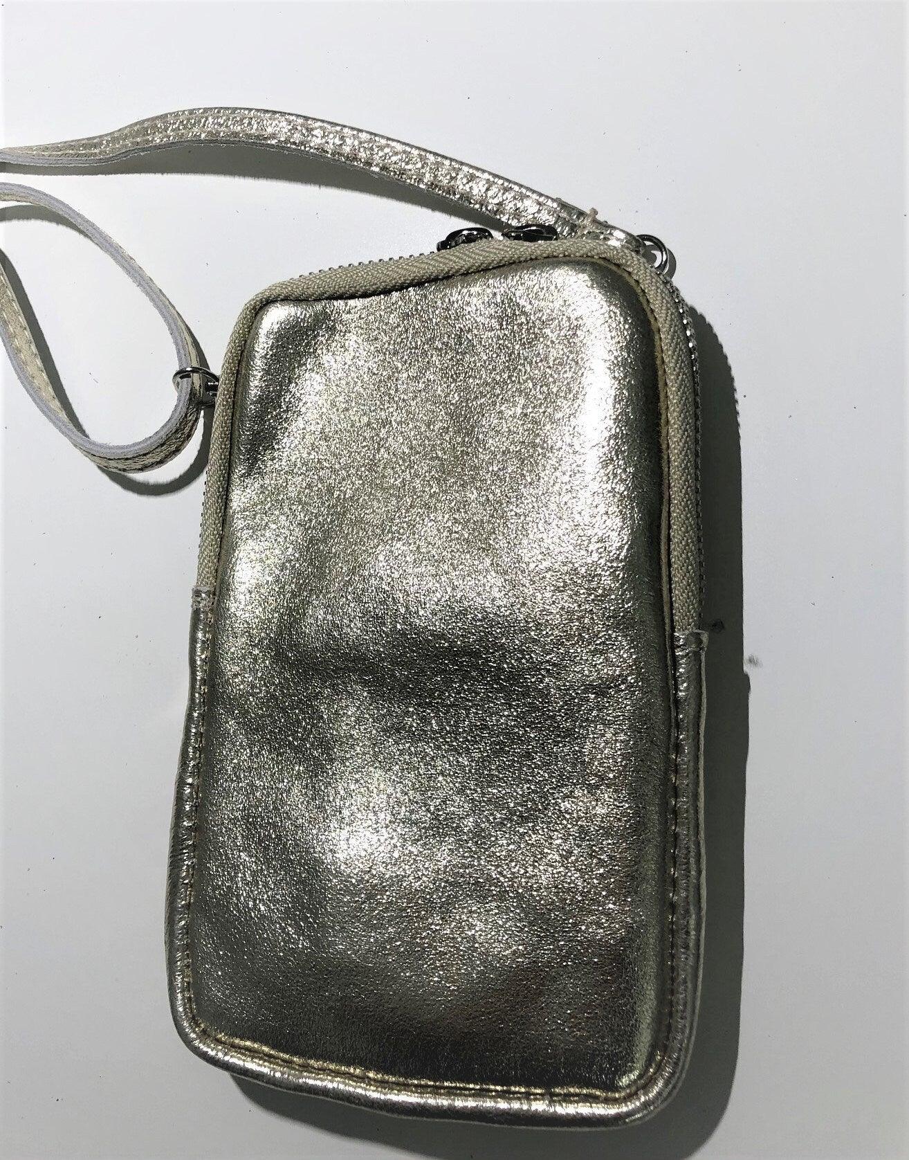 Tasche Handy | Echt Leder | Handytasche | gold - Roo's Gift Shop