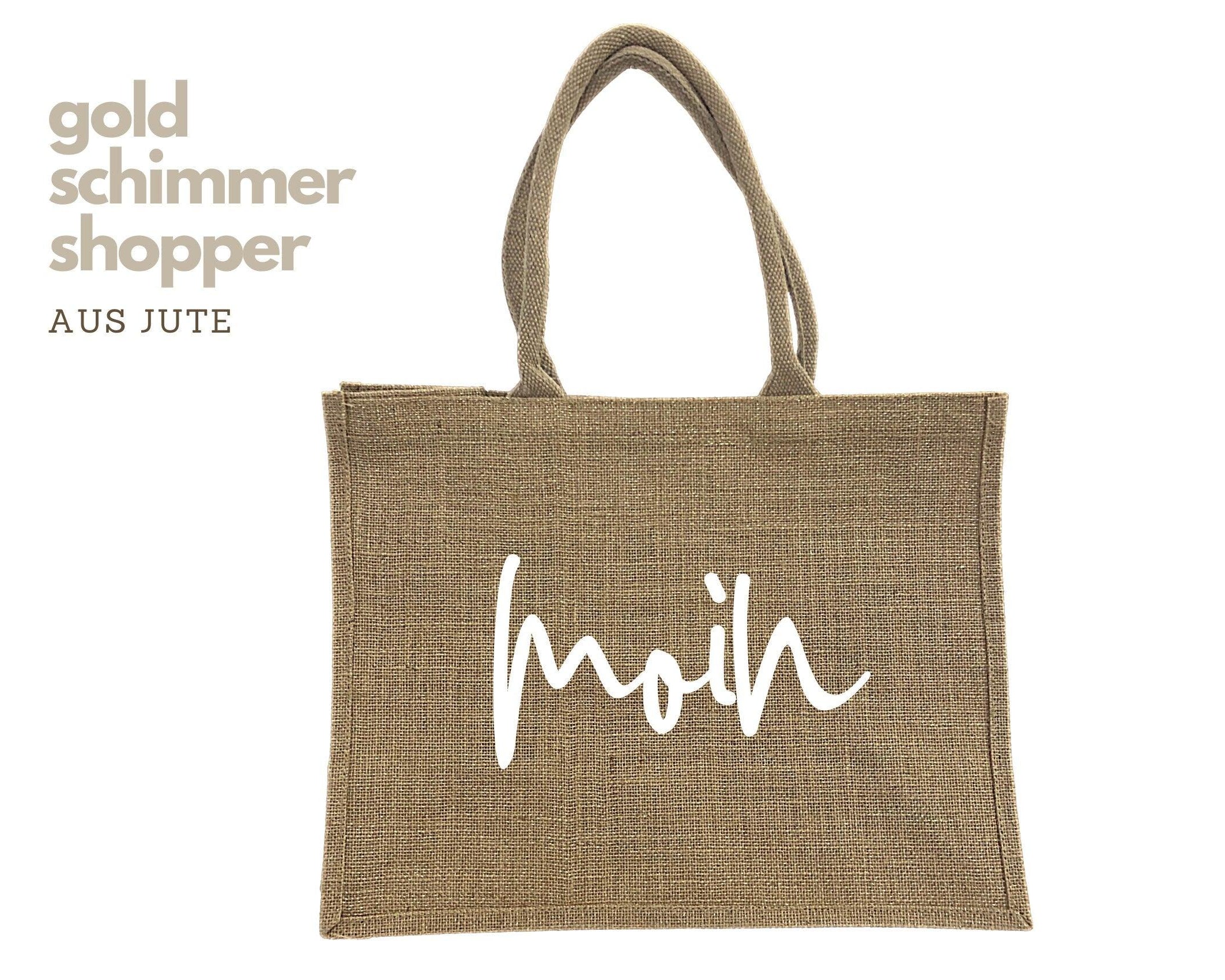 Tasche Jute | MOIN | gold schimmernder Shopper - Roo's Gift Shop