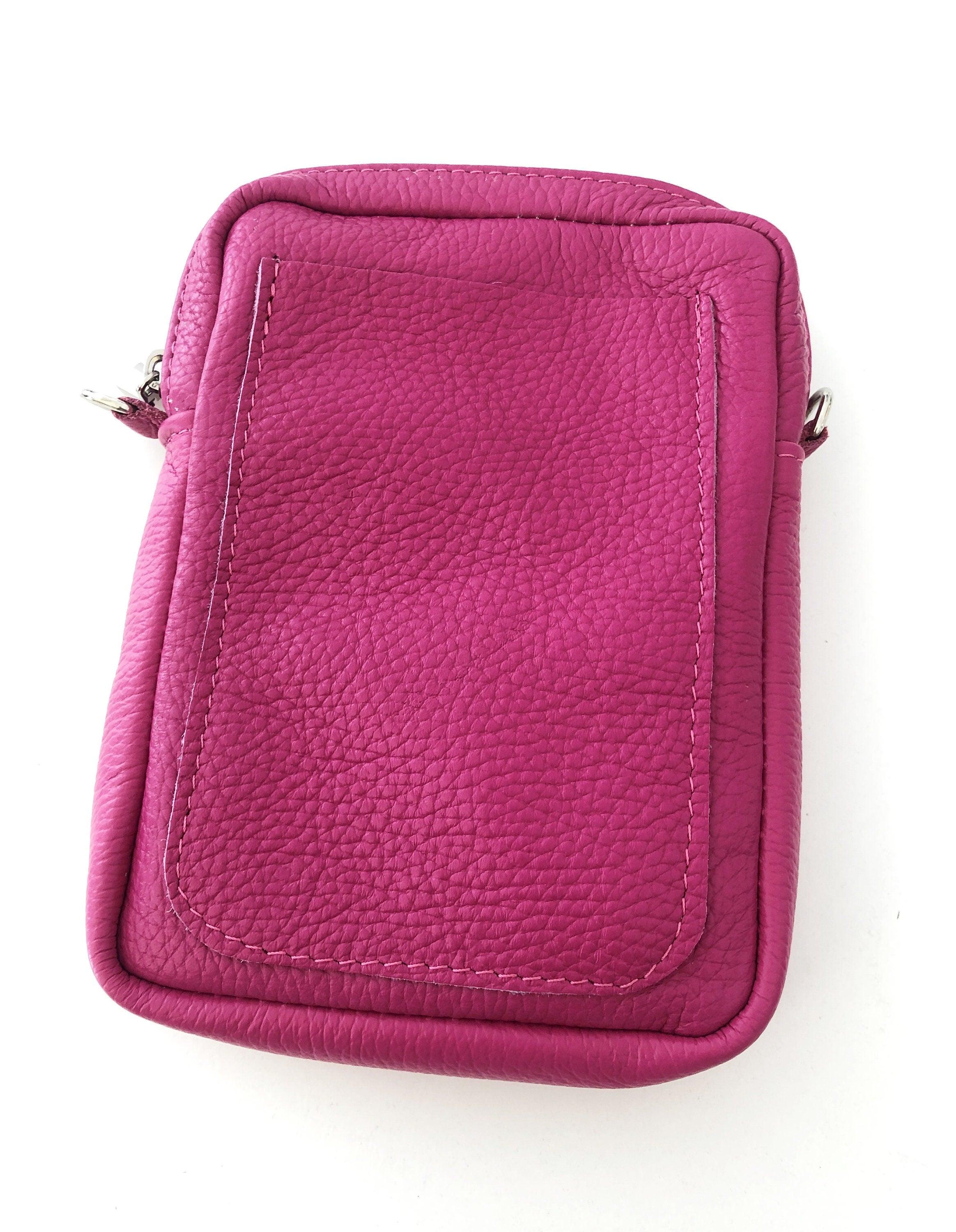 Tasche | Leder pink | Handytasche echtes Leder rosa - Roo's Gift Shop