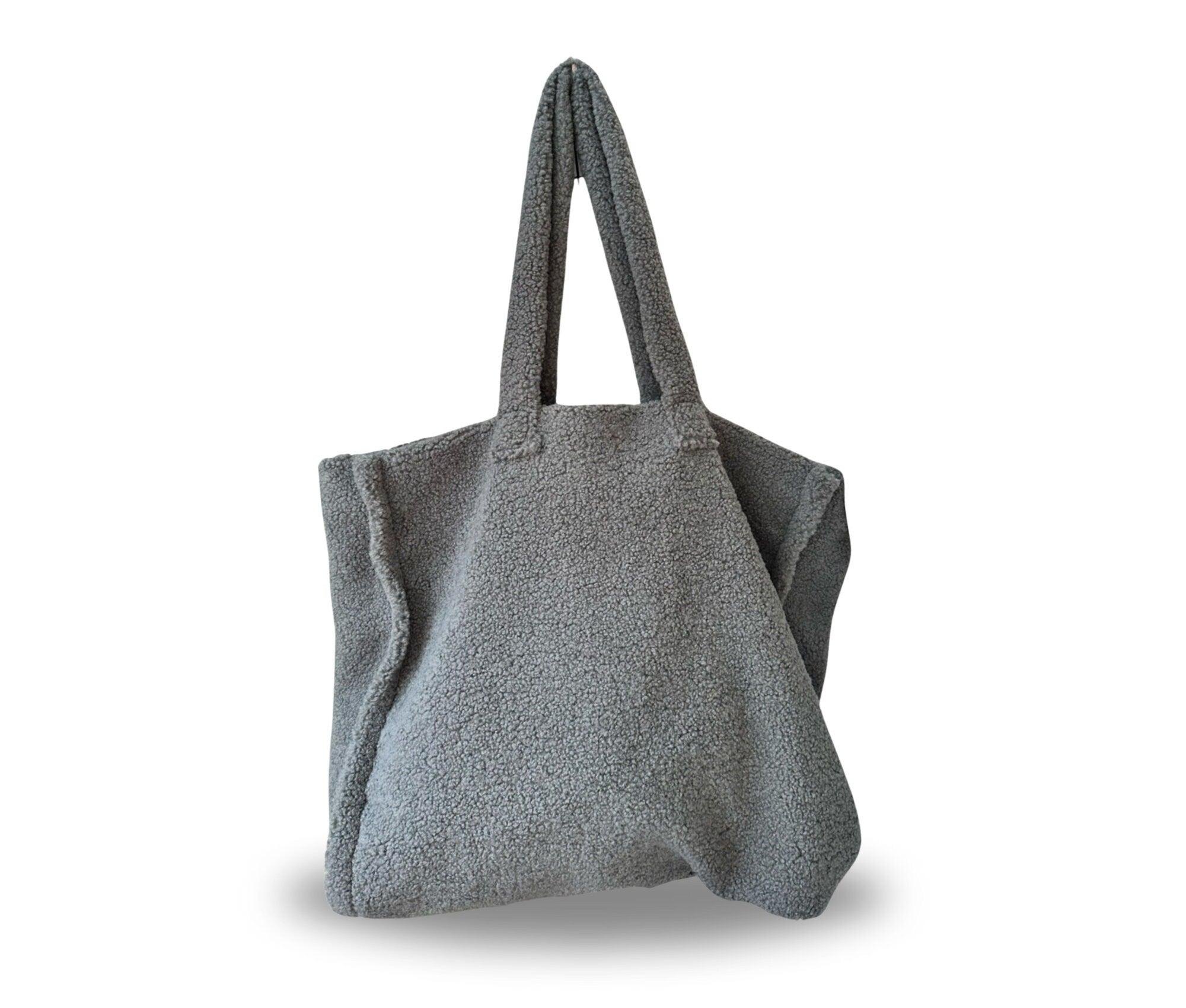 Tasche Teddyfell | Plüsch Shopper | Teddytasche, braun, grau - Roo's Gift Shop