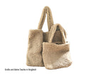 Tasche Teddyfell | Plüsch Teddytasche beige, taupe, schwarz - Roo's Gift Shop