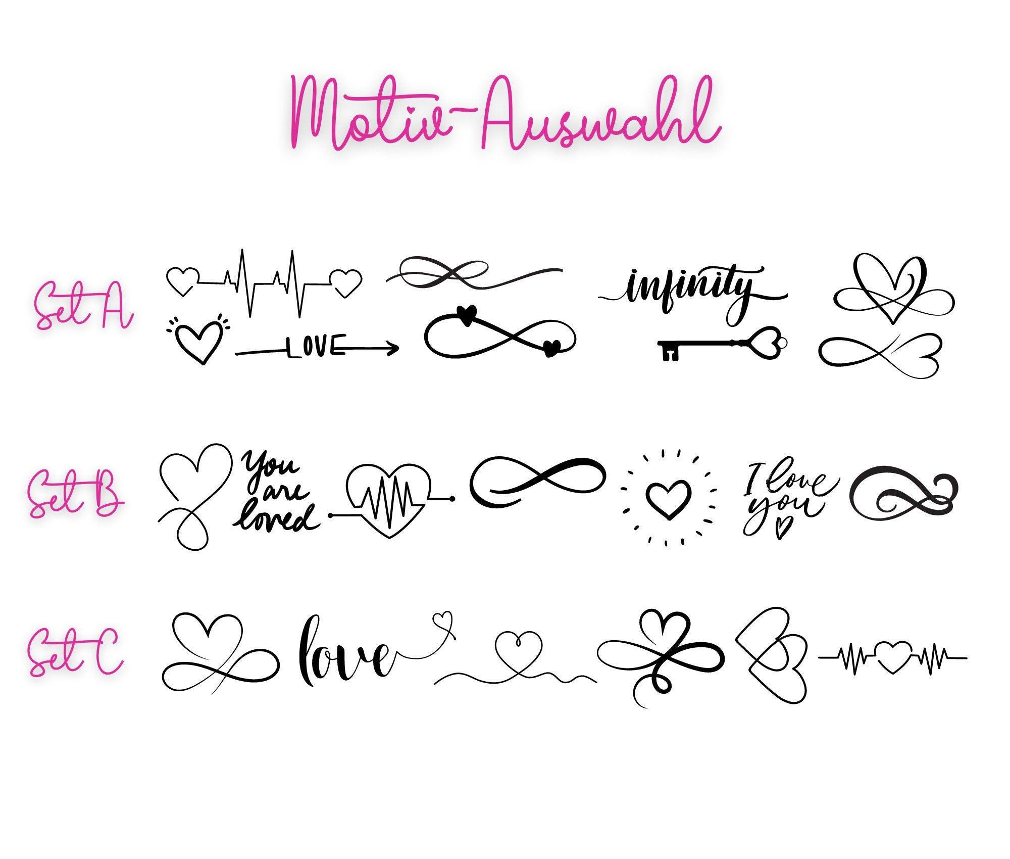 Tattoo | Herz, Love, Infinity | temporär | Set - Roo's Gift Shop