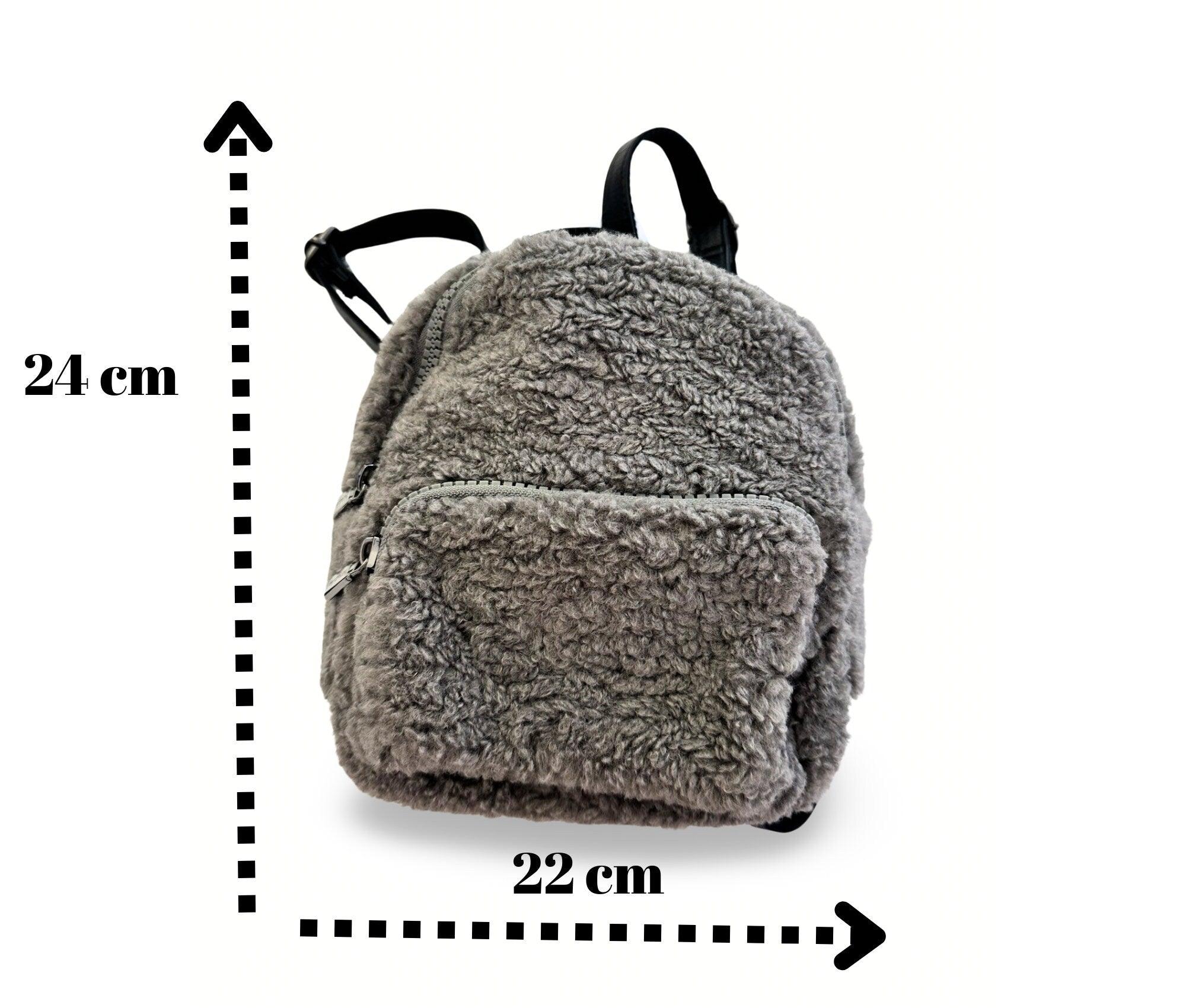 Teddy Rucksack | kleiner Bag Pack | graue Teddytasche mit schwarz - Roo's Gift Shop