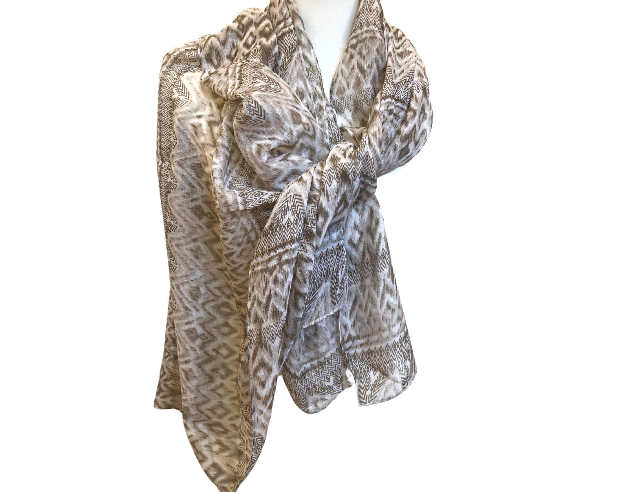 Tuch aus Viscose | Ikat Muster beige - Roo's Gift Shop