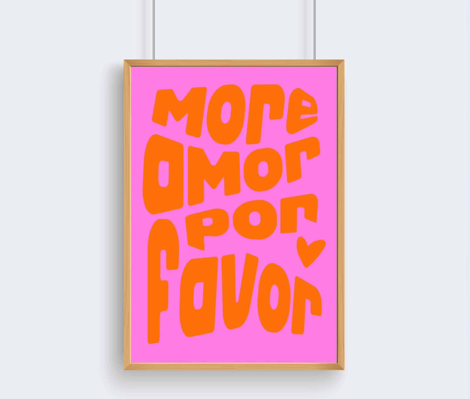 Typografie-Poster in Pink Orange | More amor por favor | digitaler download - Roo's Gift Shop