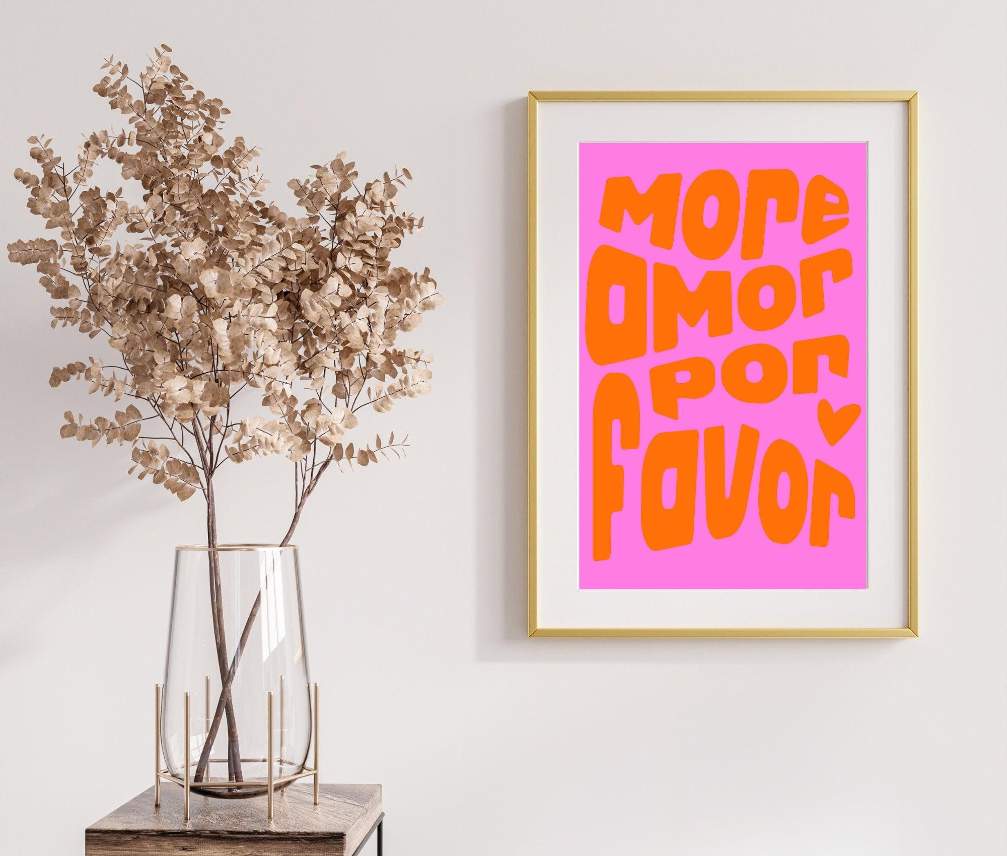Typografie-Poster in Pink Orange | More amor por favor | digitaler download - Roo's Gift Shop