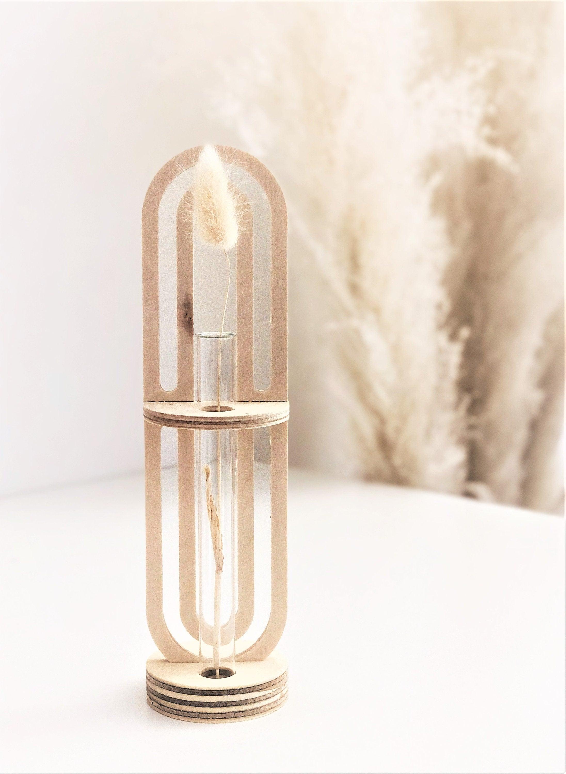 Vase | Reagenzglas | Holz | natur beige - Roo's Gift Shop