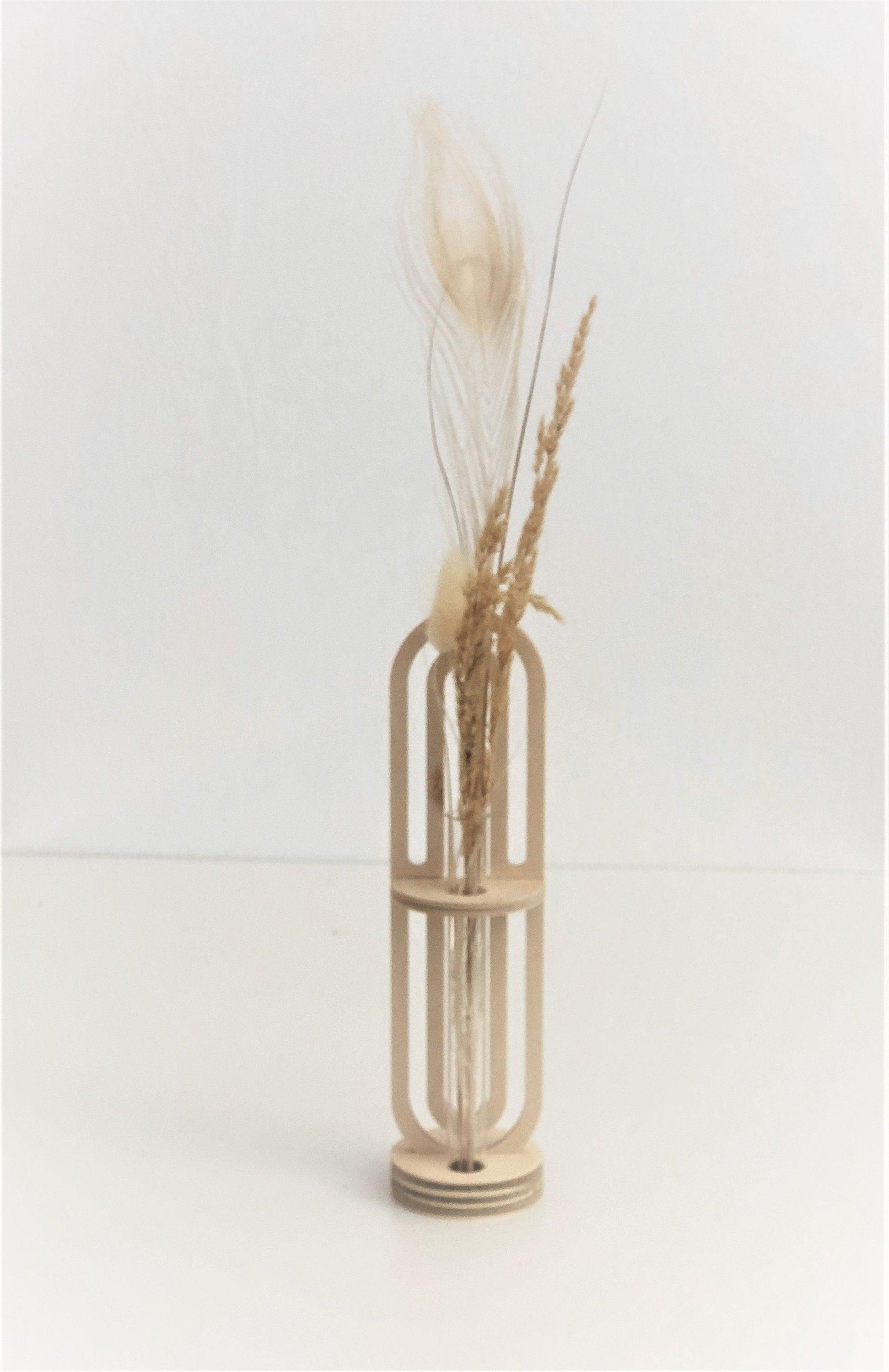 Vase | Reagenzglas | Holz | natur beige - Roo's Gift Shop