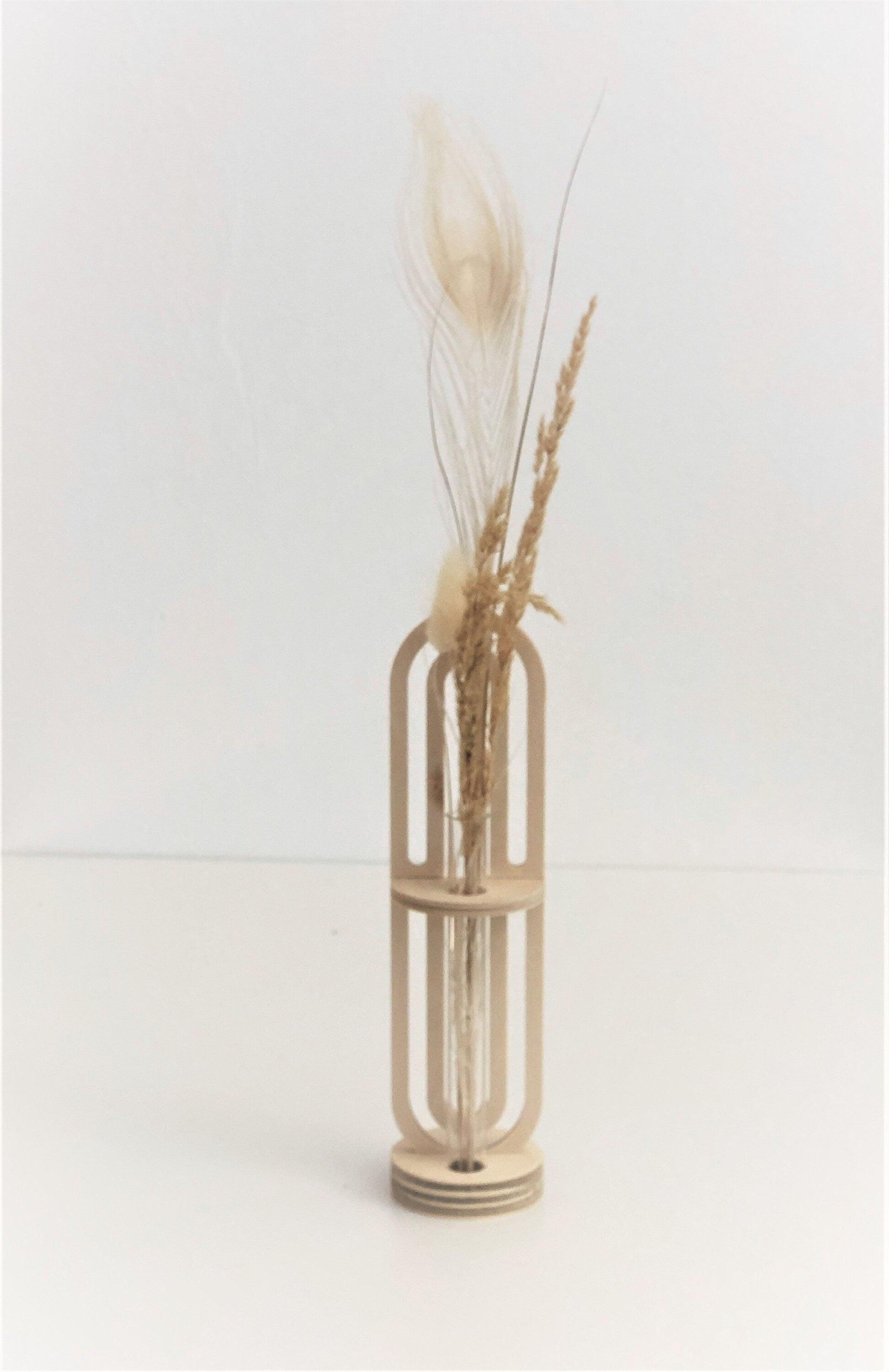 Vase | Reagenzglas | Holz | natur beige - Roo's Gift Shop