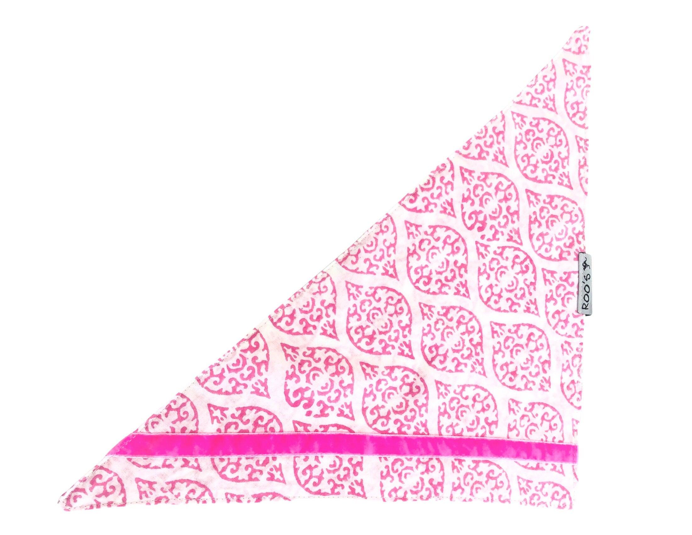 Weiß pinkes Hunde Halstuch | Bandana | Ethnomuster | Gr. S - Roo's Gift Shop