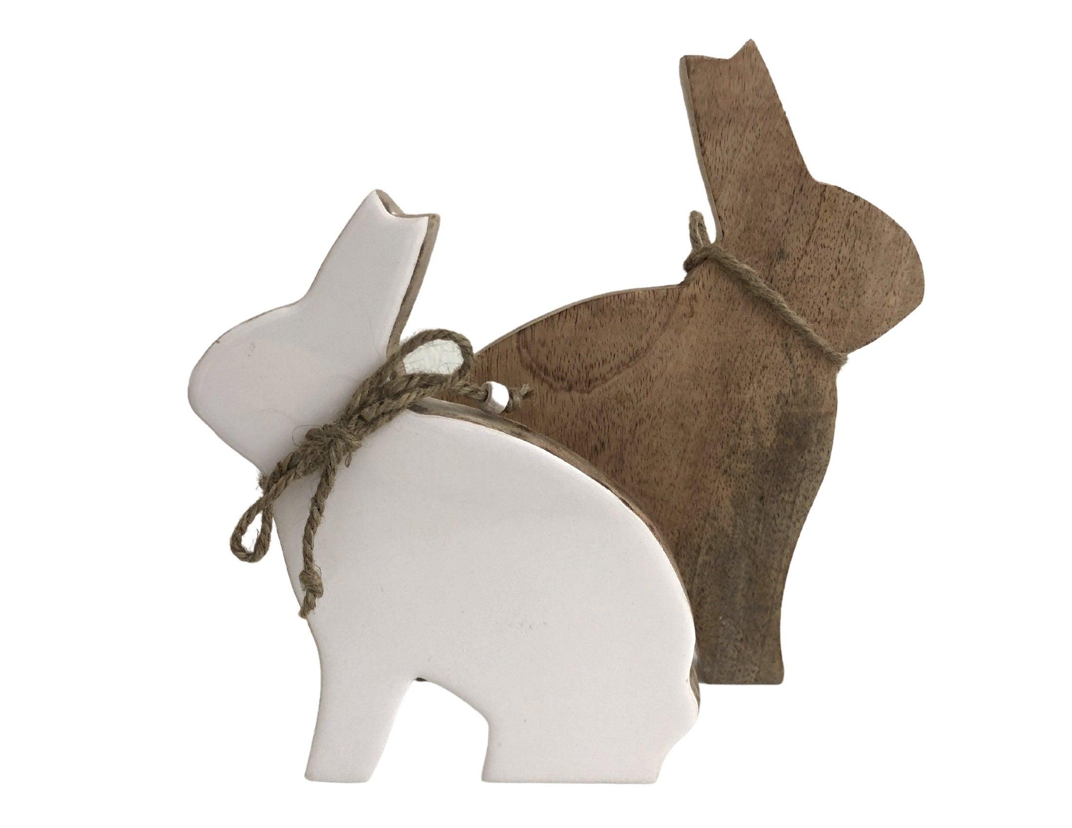Weiße Osterhasen | Deko Objekt Ostern | Hase | Holz lackiert | zwei Größen - Roo's Gift Shop