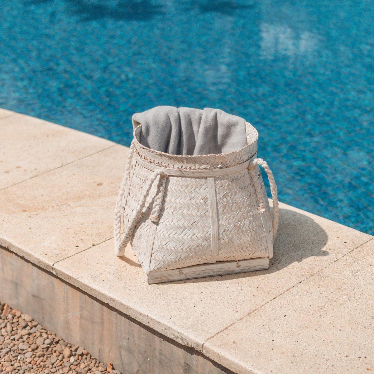 Weißer Korb BIKU | Pflanzenkorb | Wäschekorb | Großer Boho-Aufbewahrungskorb rund aus Bambus - Roo's Gift Shop