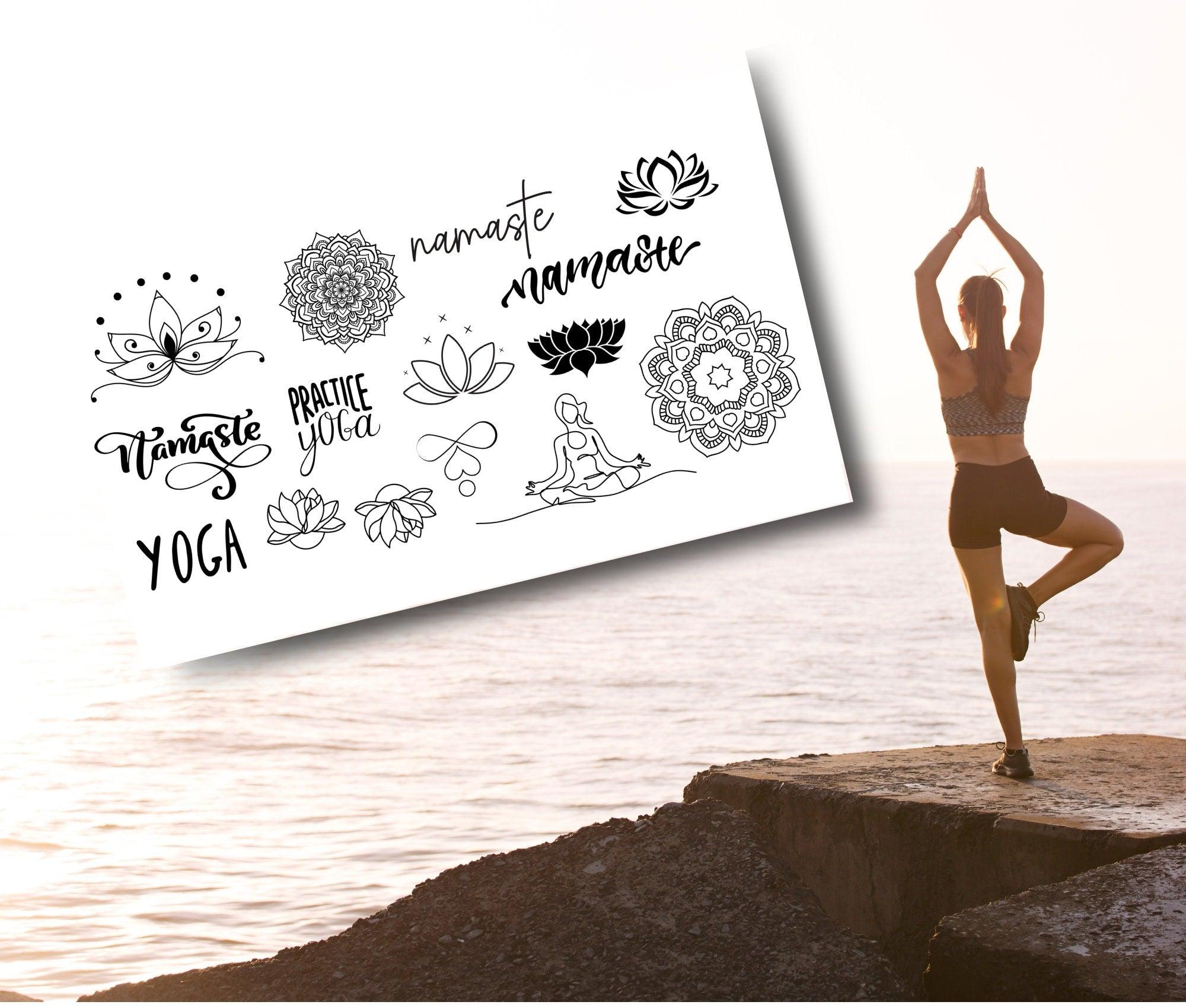 Yoga Tattoos | temporäre Tattoos | 3 Sets | mehr als 50 Motive | Lotusblüte Namasté - Roo's Gift Shop