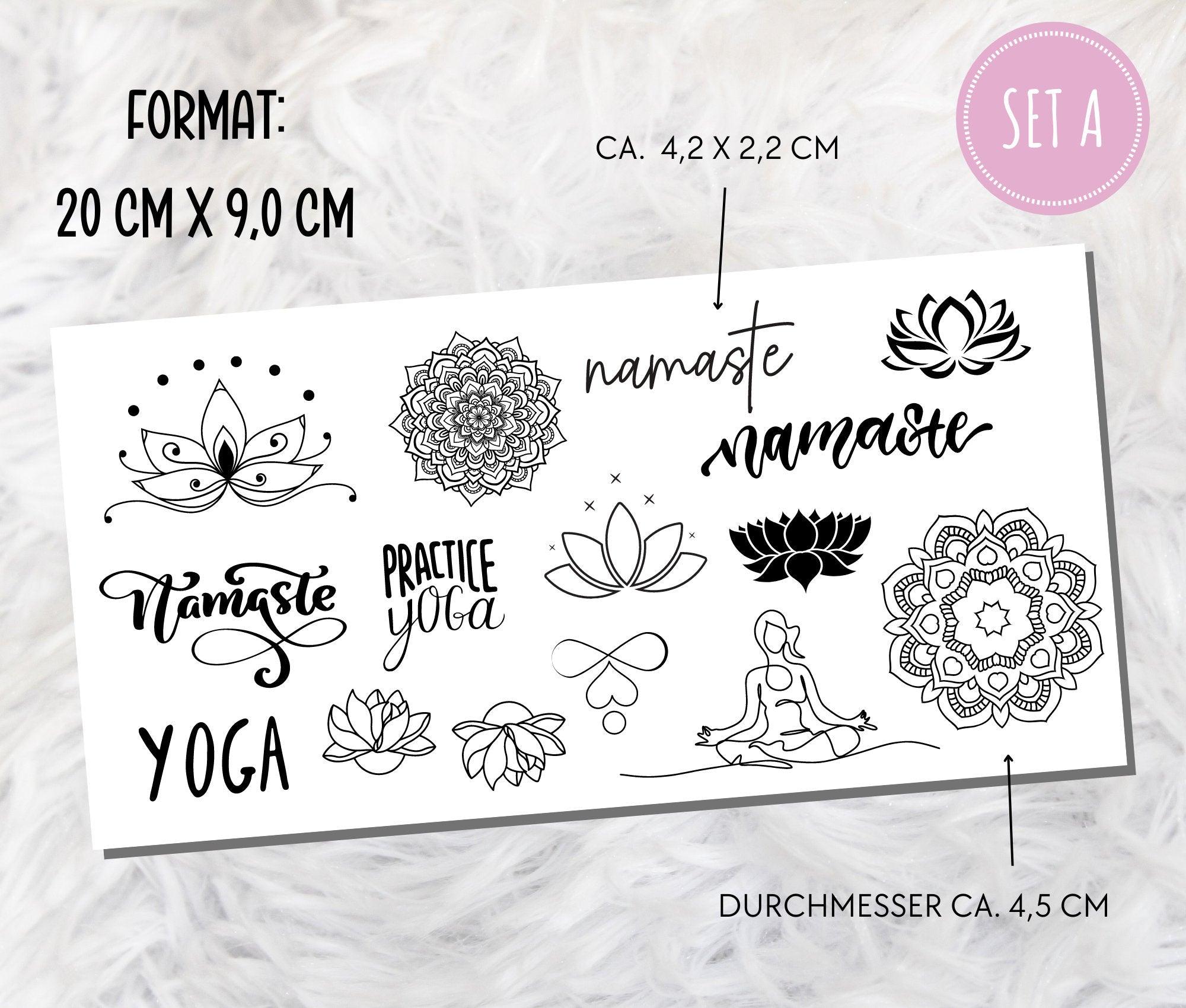 Yoga Tattoos | temporäre Tattoos | 3 Sets | mehr als 50 Motive | Lotusblüte Namasté - Roo's Gift Shop
