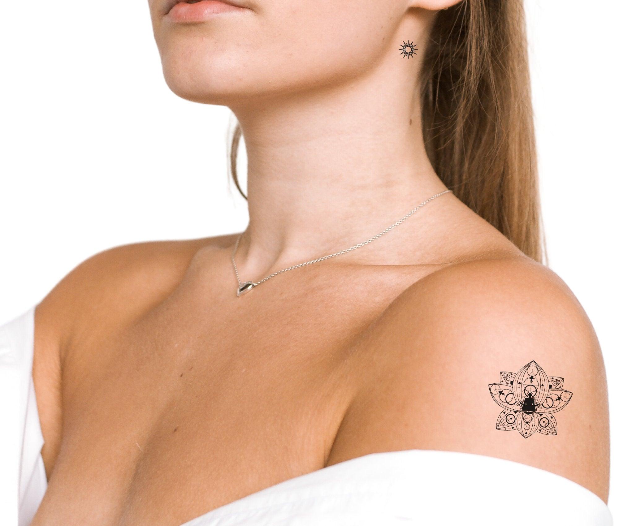 Yoga Tattoos | temporäre Tattoos | 3 Sets | mehr als 50 Motive | Lotusblüte Namasté - Roo's Gift Shop